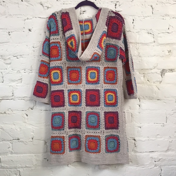 Johnny Was Granny Square Crochet Sweater/Cardigan - Picture 7 of 7